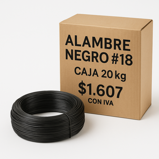Alambre Negro #18 – Rollo 1 kg – Caja 20 kg