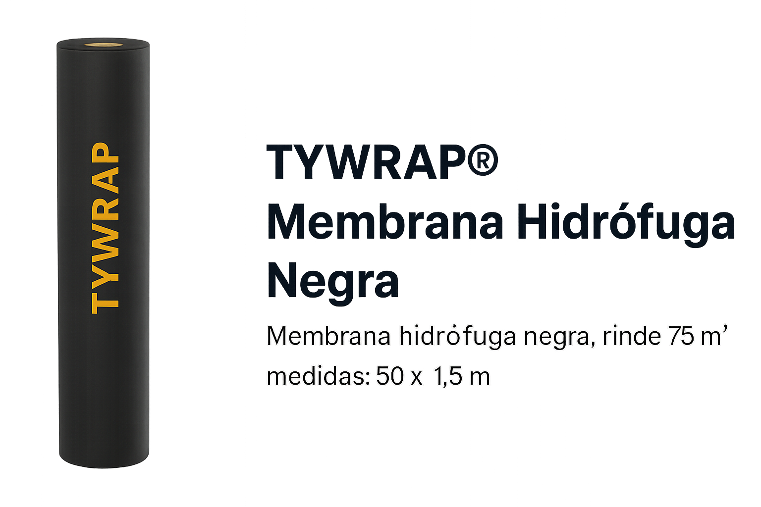 Membrana Hidrófuga Negra 75 m² (50 x 1,5 m)