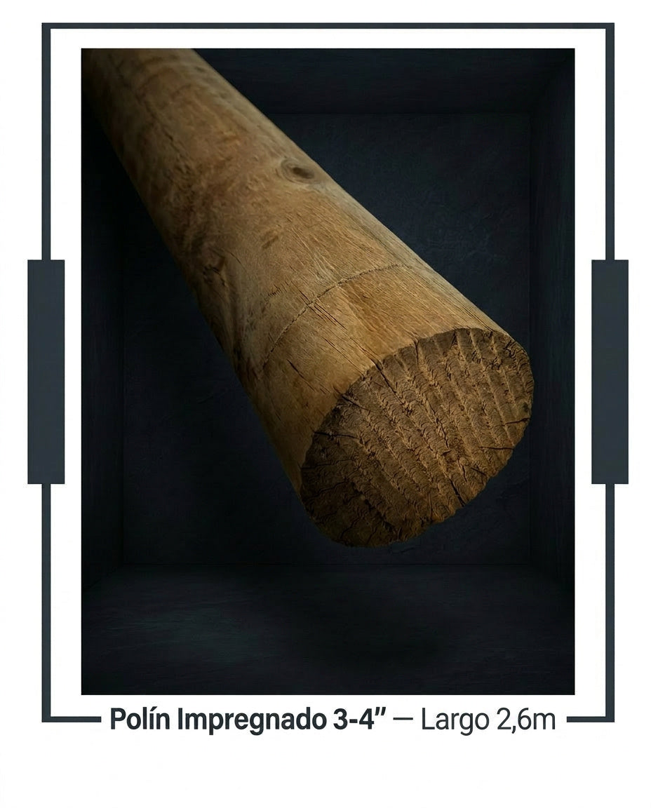 Polín Impregnado 3-4" — Largo 2.6m